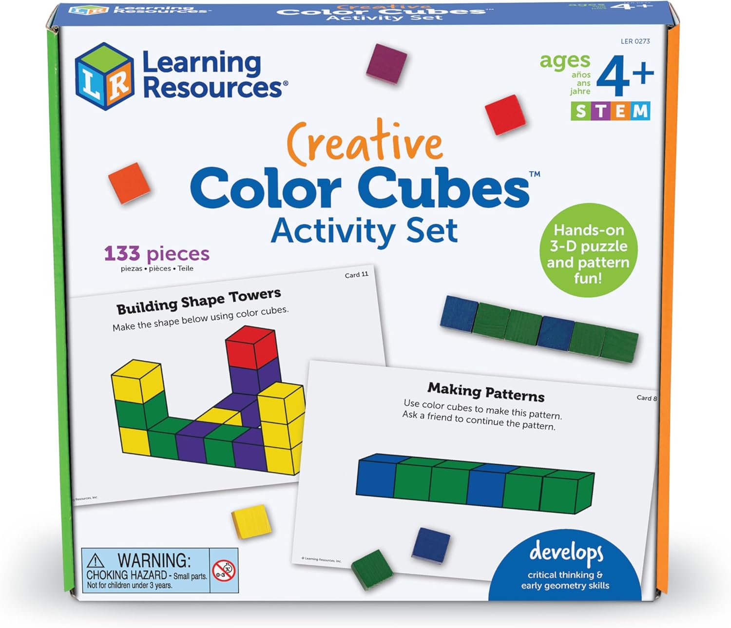 Learning Resources Creative Color Cubes, Fine Motor Skills, Counting Skills, Basic Math, 100 Piece, Ages 3+