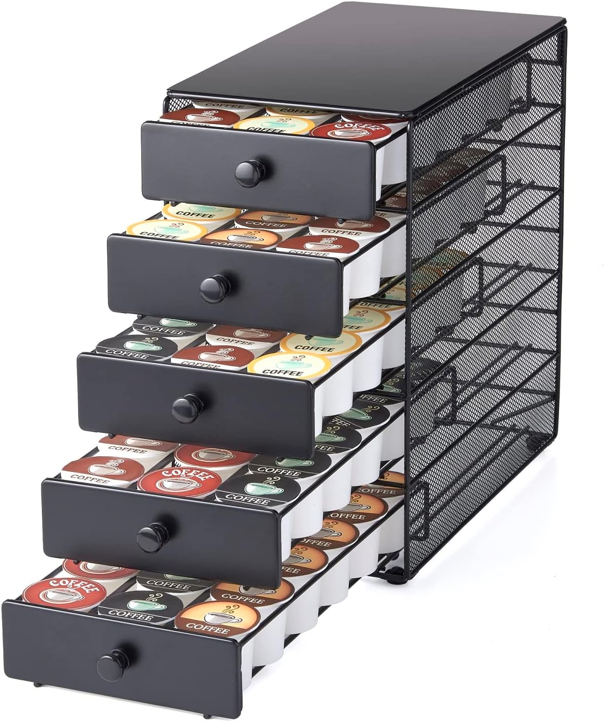 Nifty Coffee Pod Drawer – Black Satin Finish, Compatible with K-Cups, 54 Pod Pack Capacity Rack, 3-Tier Holder & Storage, Stylish Home or Office Kitchen Counter Organizer : Home & Kitchen