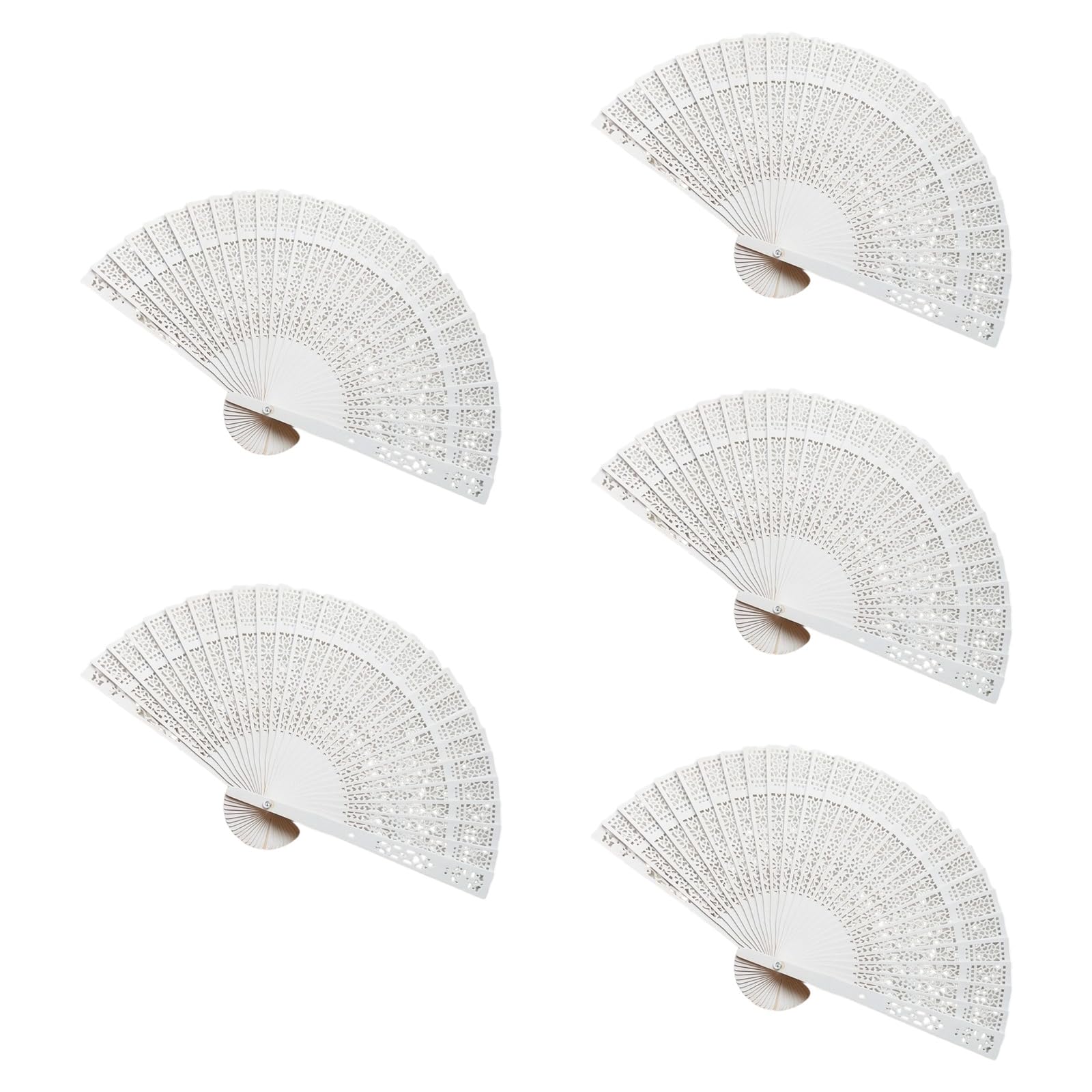 Tsophreniq White 5Pcs Wood Folding Wedding Party Gift Cultural Dance Accessories Guest Gift Wedding Decoration