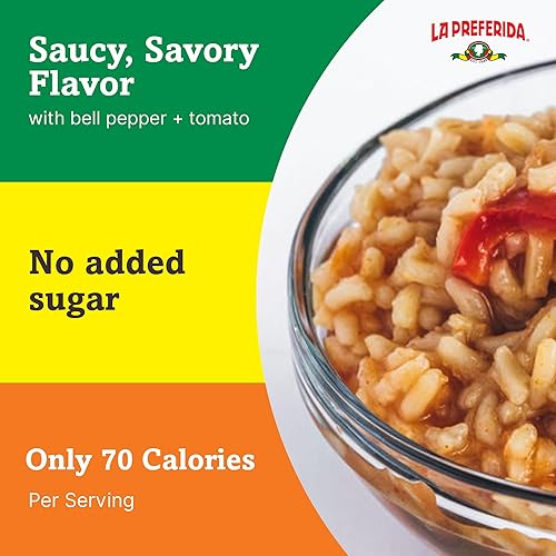 Miniatura 5 de La Preferida Arroz español enlatado - Rápido y fácil, salsa robusta de tomates, pimiento y cebolla. Ingredientes veganos, naturales, sin