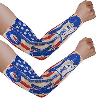 Mangas de braço com proteção solar UV para homens e mulheres, mangas de bandeira americana para guitarra de rock protegem os braços esportes mangas de braço proteção solar capa protetora UV, Bandeira americana de guitarra de rock