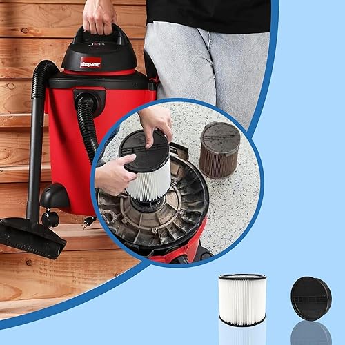 Miniatura 4 de 90304 Filtro de repuesto para aspiradoras Shop Vac 90304, 90350, 90333, 90585, de 5 galones y superiores (2 filtros de repuesto+2 tapas)
