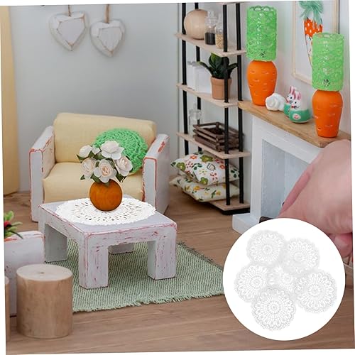 Miniatura 7 de YARNOW Juego de 12 manteles para casa de muñecas en miniatura, mantel de encaje, mini juguete para niños, mini casa, cubierta de mesa en miniatura,