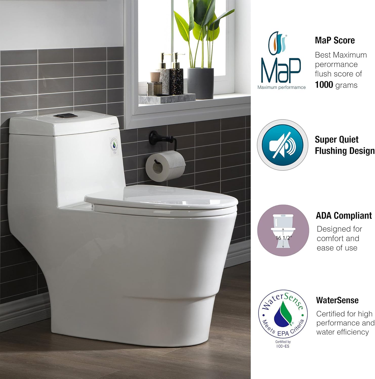 WOODBRIDGE T-0001-ORB Toilet, with Oil Rubbed Broze Button - - 