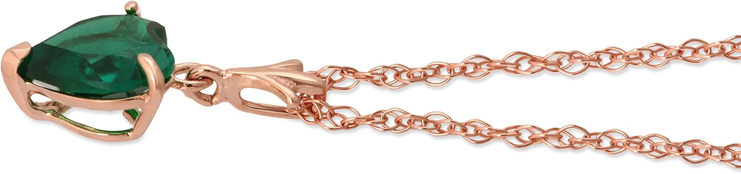 Galaxy Gold GG 14K Solid Gold Natural Emerald Heart-Cut Pendant Necklace for Women, May Birthstone, Stone of Rebirth & Wisdom, Fine Jewelry for Women