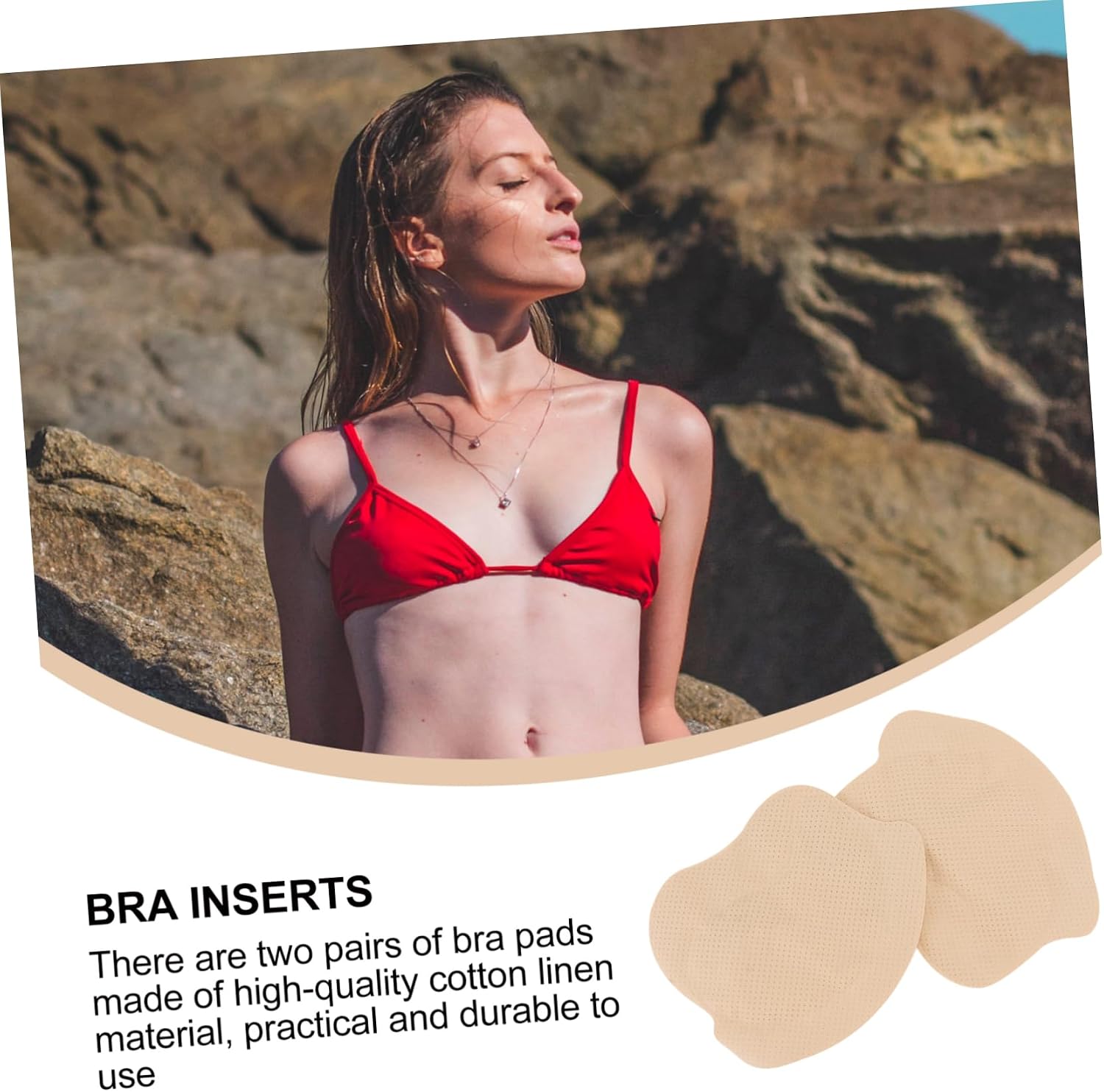 Amosfun 4 Pairs Chest Pad Stitched Bra Cushion Sewn Bra Padded Bra Inserts Pads Breast Bra Pads Linen Bra Pads