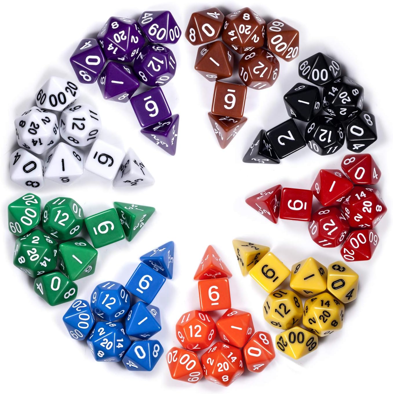 D&D Dice Sets, DNDND 9 Sets Assorted Polyhedral Dice Sets with Free Pouch for DND Dungeons and Dragons Role Playing Game RPG Table Games