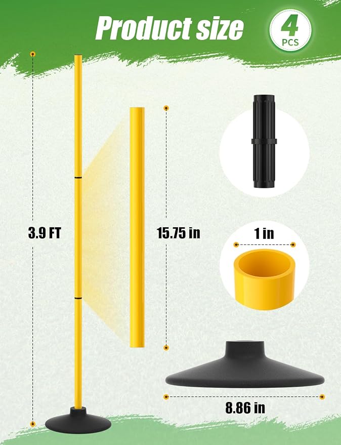 GHB Agility Poles 4 Pack de 50" para entrenamiento miniatura 6