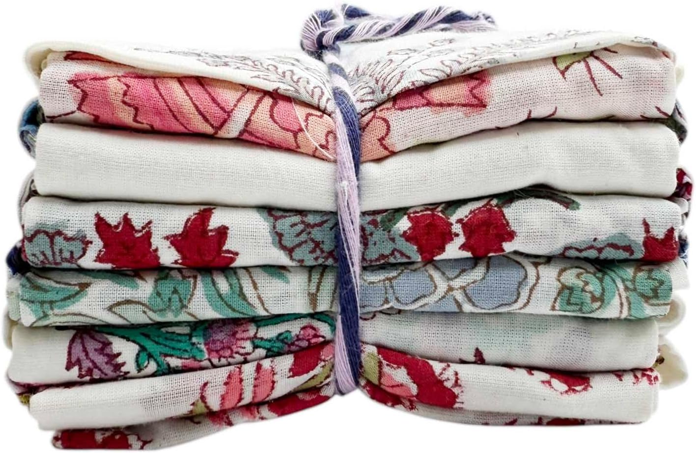 Makers Craft 12 Pieces Pack 18'' x 22'' Fat Quarters Hand Block Print Indian Cotton Fabic DIY for Craft, Quilting, Sewing, Patch Work and Many More image 5