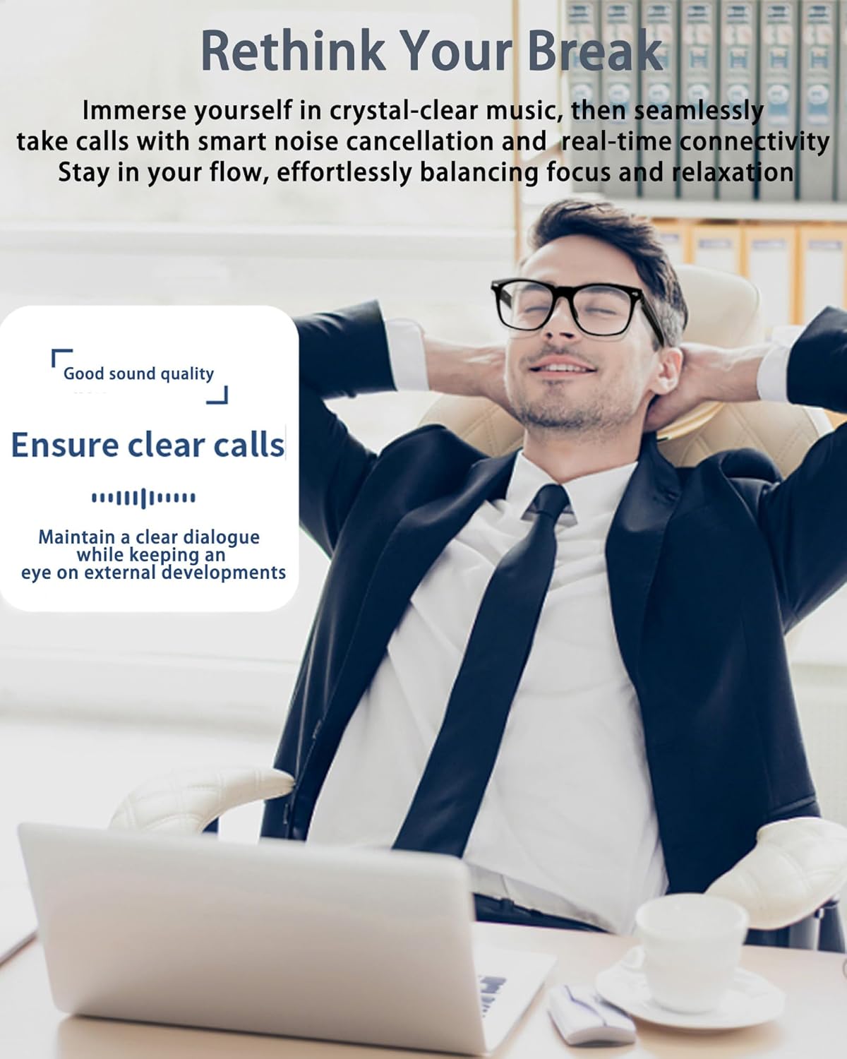 Smart Glasses, Bluetooth Glasses with Auto On/Off, Open-Ear Audio, Voice Assistant, Unisex Design for Men and Women