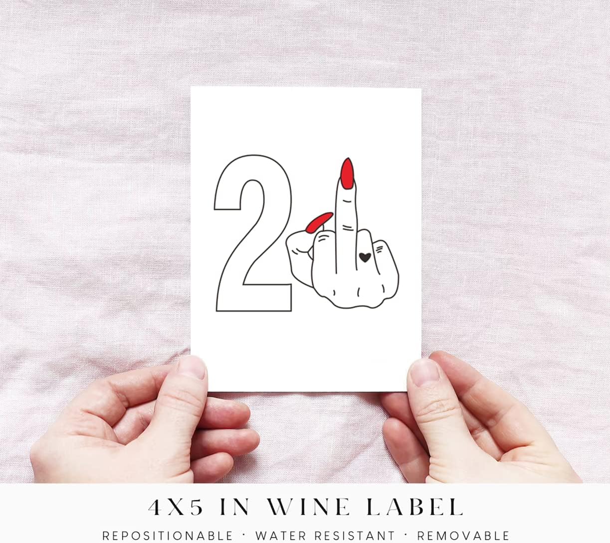 Funny Cute Wine Bottle Label Birthday Gifts,21st Birthday Middle Finger FU Finally 21 Wine Labels for Her Gift Ideas Present Twenty Fun image 2