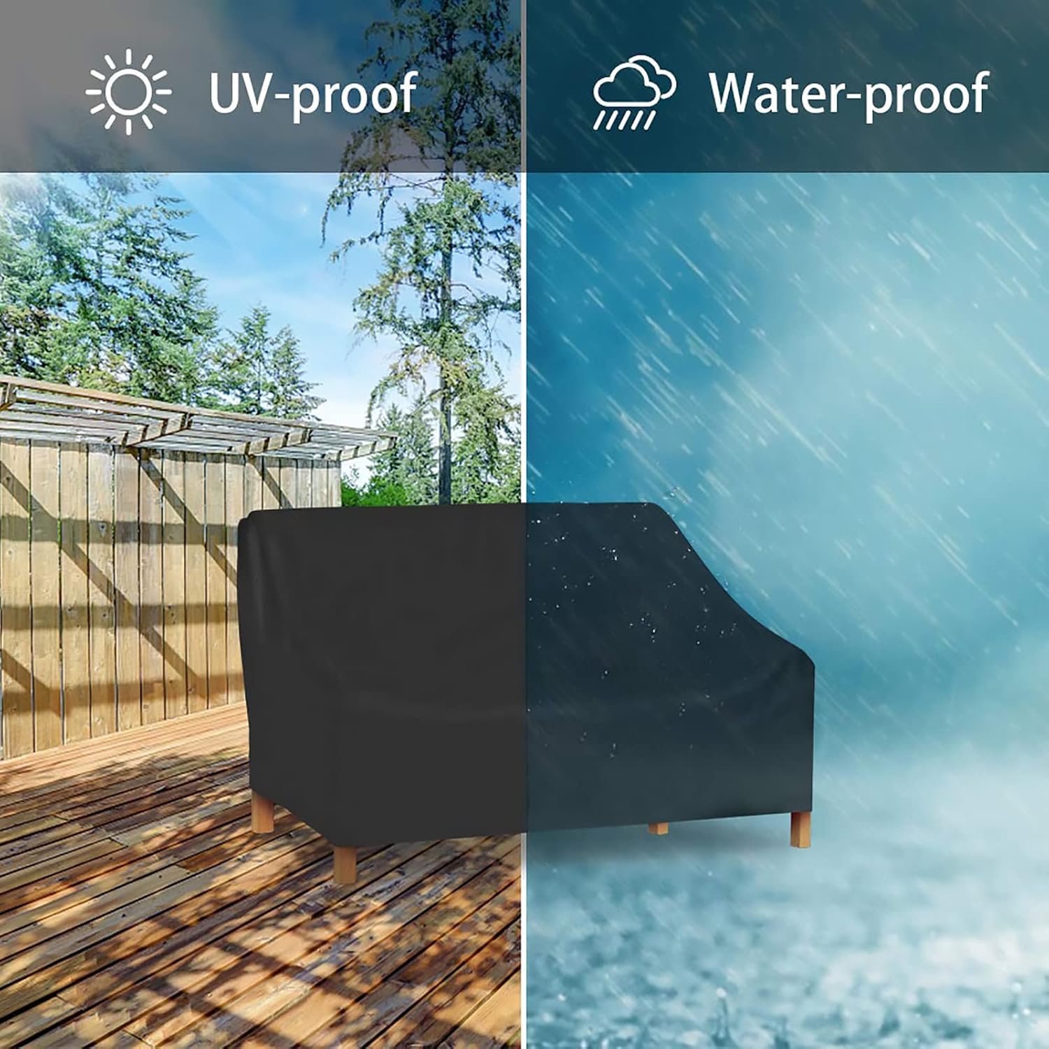 Patio Bench Covers,Outdoor Bench Cover,Durable Waterproof UV Resistant Windproof Tear-Resistant Dustproof Oxford Cloth-2 Seats 53x26x35inch