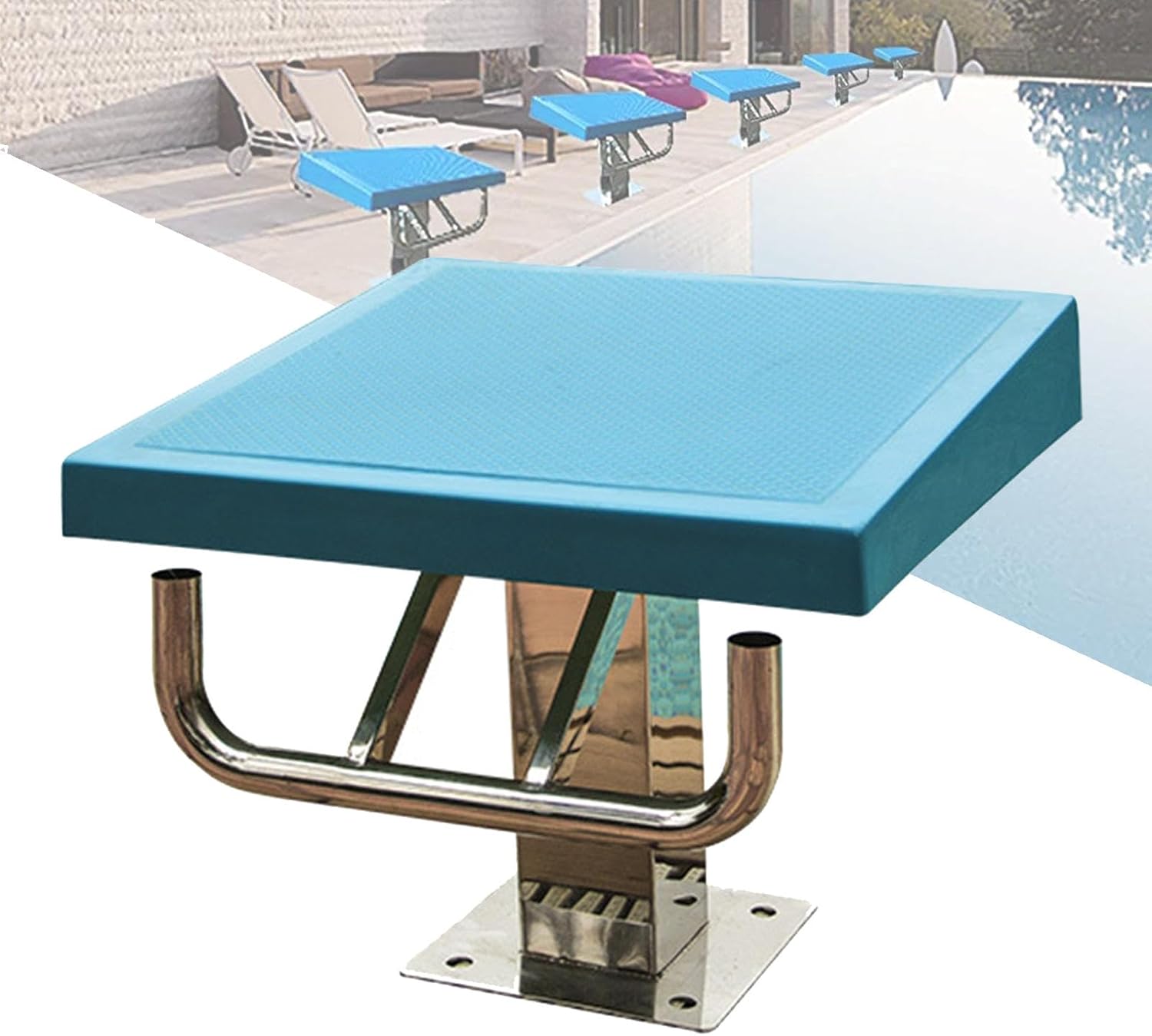 Pool Diving Platform, Heavy Duty Jump Stand Pool Diving Board with Stainless Steel Base 304 Stainless Steel Non-Slip Surface, Load 550lbs for Competition