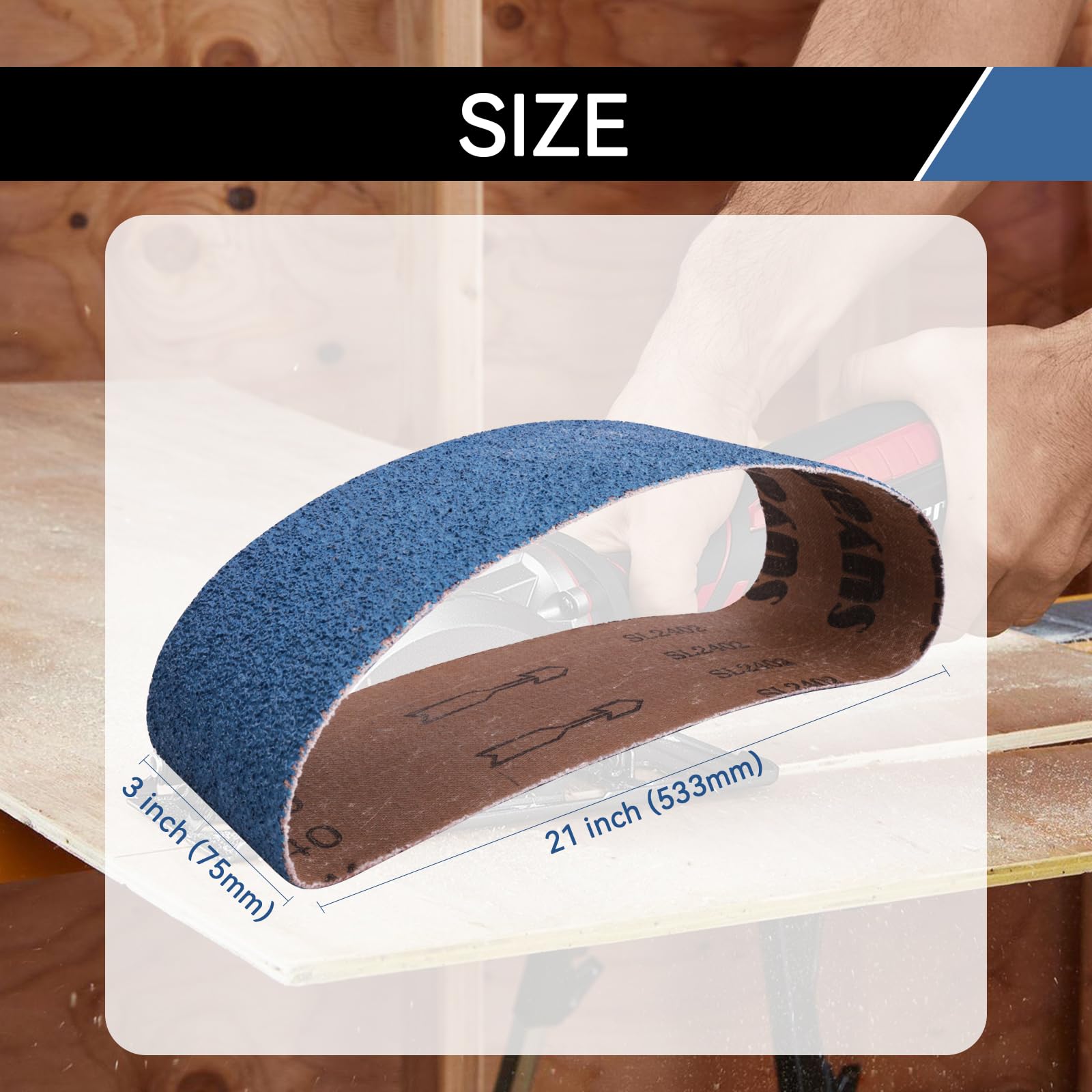 Nastri abrasivi da 7 x 53 cm, 21 pezzi, 7 grana (3 per ogni grana 40/60/80/120/150/240/400) Heavy Duty Levigatrice a nastro in zirconia per legno, metallo, acciaio inossidabile, auto e mobili