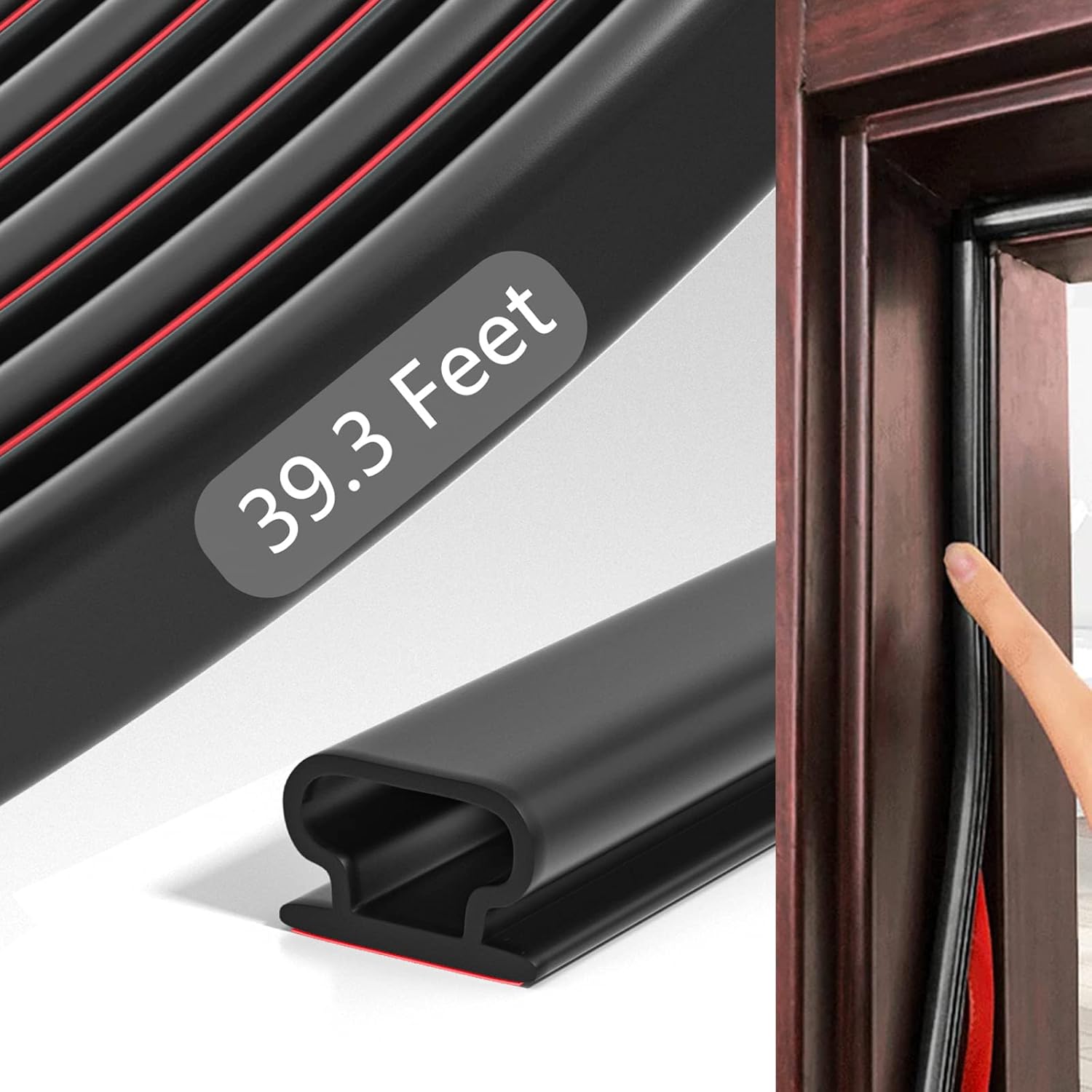 Black Weather Stripping Door Seal Strip, DShaped Rubber SelfAdhesive