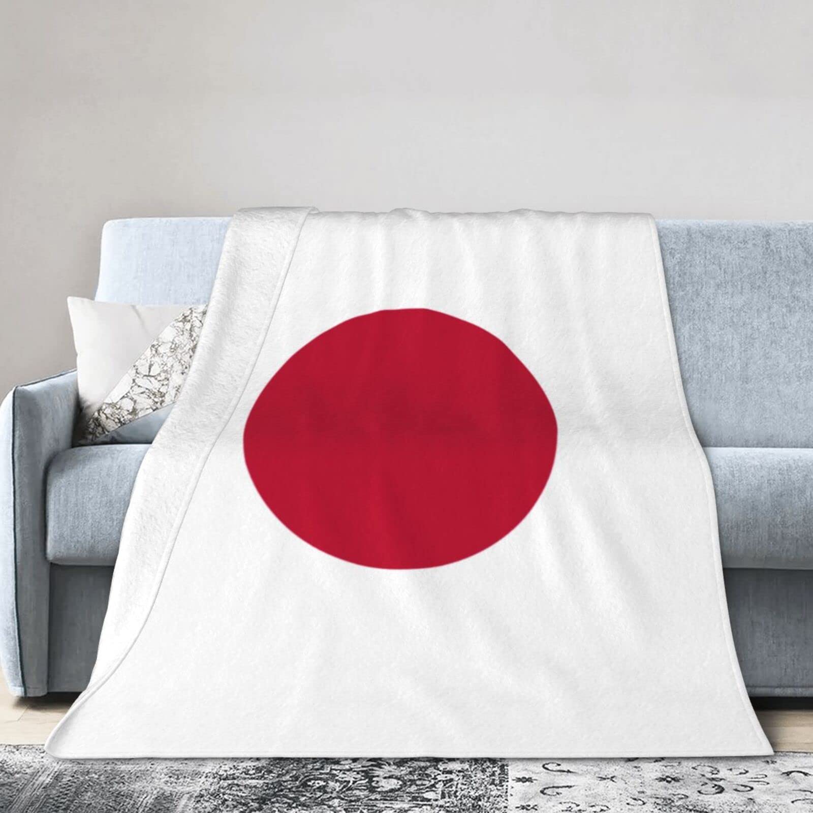 Melbrakin Japan Flag Blanket Throw Blanket Flannel Fleece Blanket Soft Fuzzy Lightweight Blanket For Sofa Bedroom Couch 60"X50"