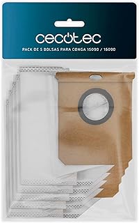 Cecotec Pack de 5 Bolsas para Conga 15090/16090. Incluye 5 Bolsas Compatibles con la Base de Autovaciado de Robot Aspirador y Friegasuelos Conga 15090/16090, Accesorios Aspiración