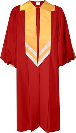 Unisex Choir Robe with Gold Satin Stole for Church