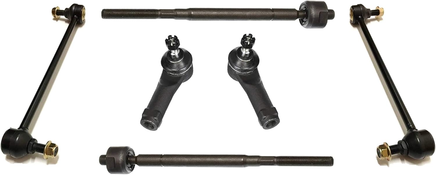 PartsW - 6 Pc New Suspension Kit Front Sway Bar End Link Outer Inner Tie Rod Ends