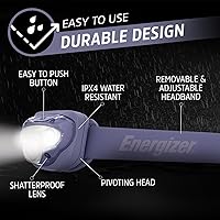 Vista 3 de Energizer Linterna frontal LED PRO (paquete de 2), linternas frontales resistentes al agua IPX4, luz de cabeza de alto rendimiento para exteriores