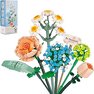Flower Bouquet Building Kit Set, 680 PCS Artificial Plant Flowers Building Blocks, Creative Botanical Collection Project for DIY Decoration Home, for Her Girlfriends Kids 6+
