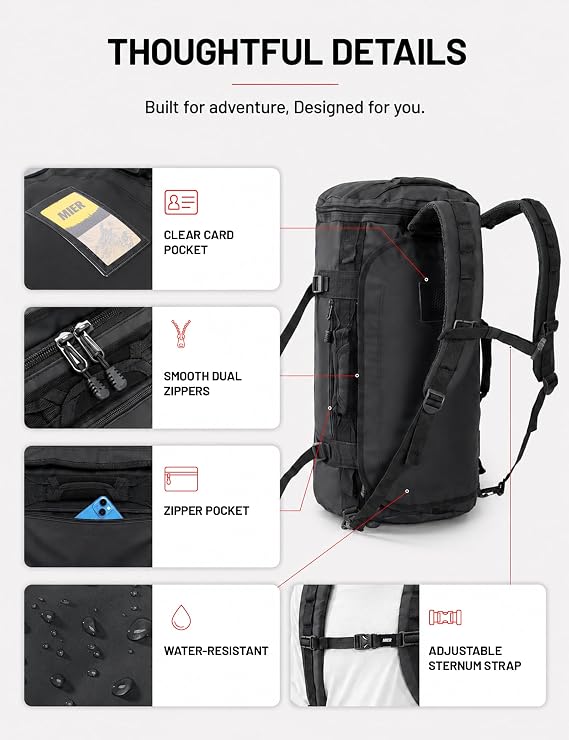 MIER Large Duffle Bag Backpack for Travel Camping Gym Sports, 45L/60L/90L