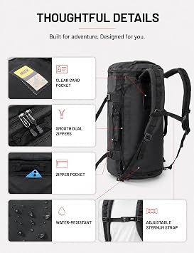 MIER Large Duffle Bag Backpack for Travel Camping Gym Sports, 45L/60L/90L