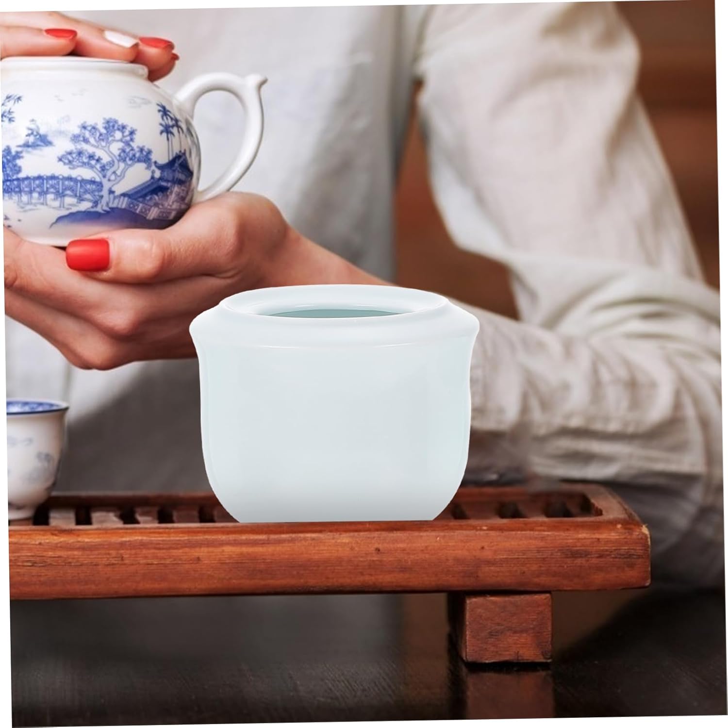 1set Multi-functional Ceramic Wine Warmer Set Cups Traditional Chinese Design for Home Use for Wine and Winter Gatherings Elegant Sky-