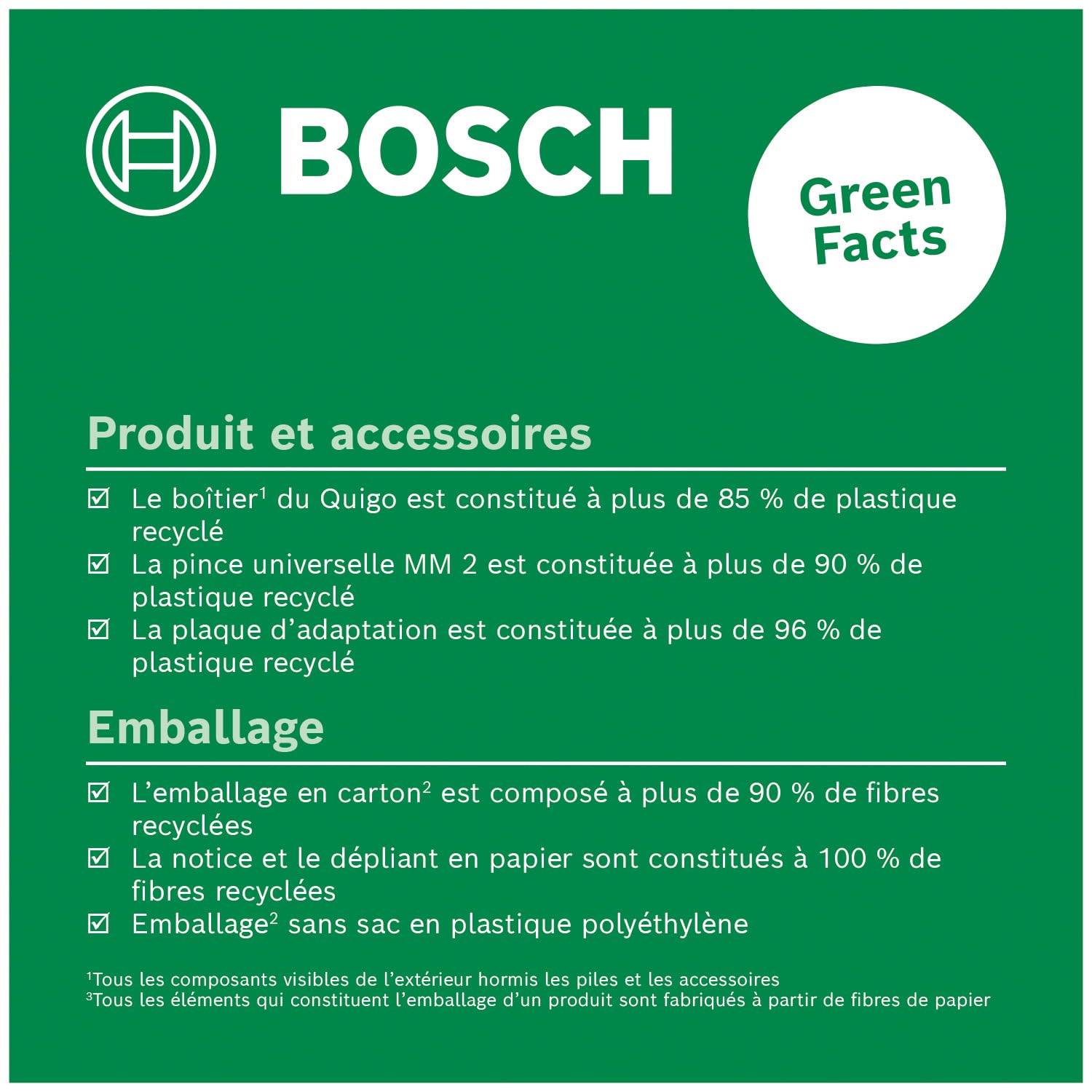 Bosch Home and Garden laser lignes Quigo avec pince universelle MM 2 (alignement facile et précis avec positionnement flexible de l’outil grâce à la pince, livré dans un carton)