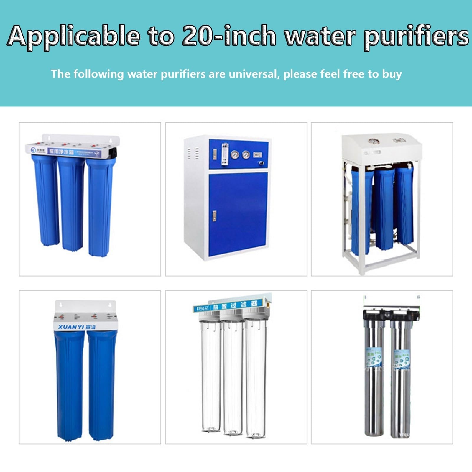 Cartucho de resina catiónica para suavizador de agua de 20" x 2,5", 4 filtros de repuesto para sistemas de filtración de agua estándar de 20" para toda la casa.