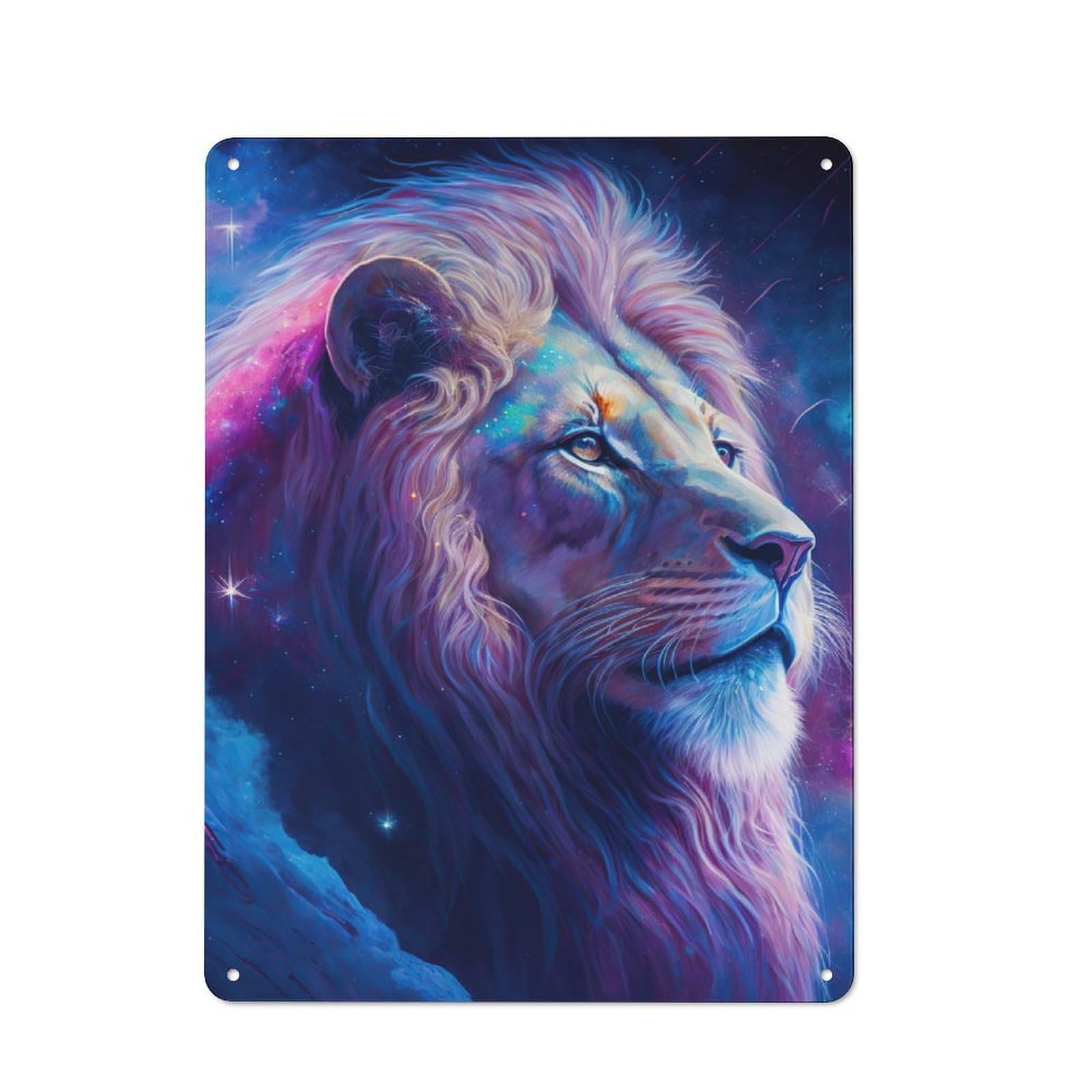 Junmoney Lion Neon Metal Plaque 40X30cm With For Home Bar Wall, Retro Decor, For Garage, Workshop And Man Cave Decoration