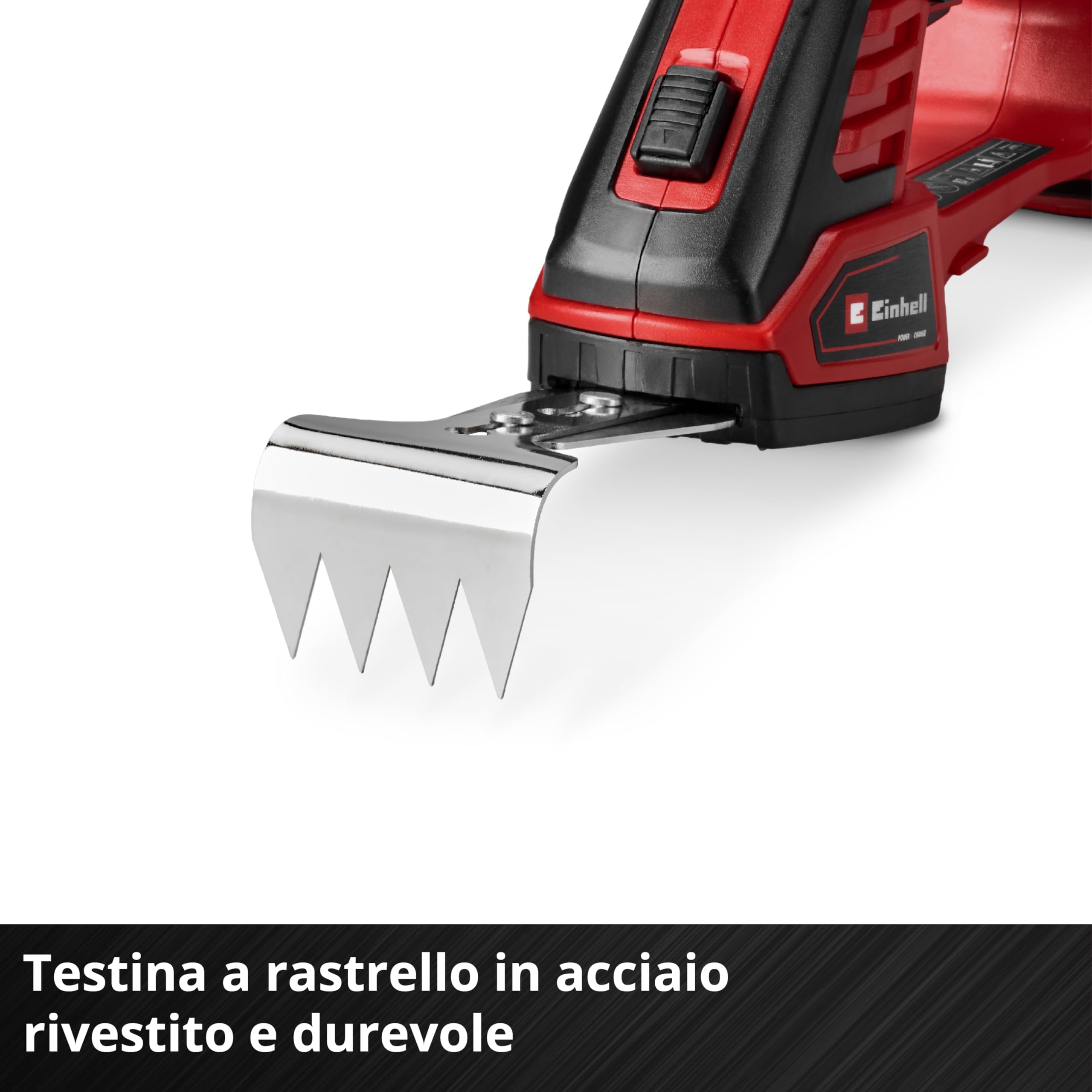 Cesoie per erba e cespugli a batteria Einhell GE-CG 18/100 Li - 3 in 1-Solo Power X-Change (18 V, incl. lama tagliaerba 100 mm, cesoie per arbusti 200 mm, testina a rastrello, senza batteria)