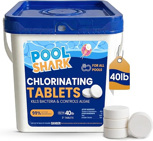 Swimming Pool Chlorine Tablets | 40 lbs | 3-Inch Chlorine Tablets | Slow-Dissolving 90% Active Chlorine Tabs | Pool Chemicals for Inground Pools, Above Ground Pools, Saltwater, Spa, Hot Tub