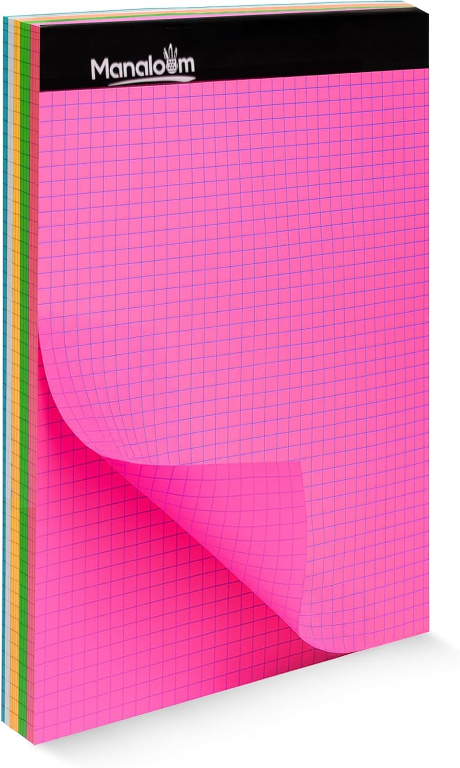 方眼紙パッド 8.5 x 11インチ &ndash; 3パック、各50枚 (合計150枚) &ndash; 4&times;4 四方罫/方眼ノート 75GSM用紙 5色