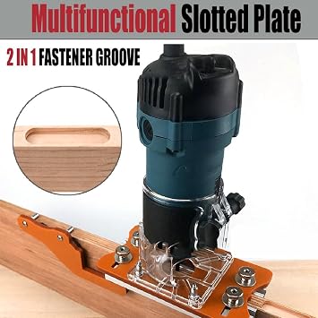 Wood Trimmer Router Base 2 in 1 Aluminum Alloy Compact Lightweight Design Adjustable 0-2 Inch Plate Thickness for Woodworking Chamfering Grooving and Edge Trimming Suitable