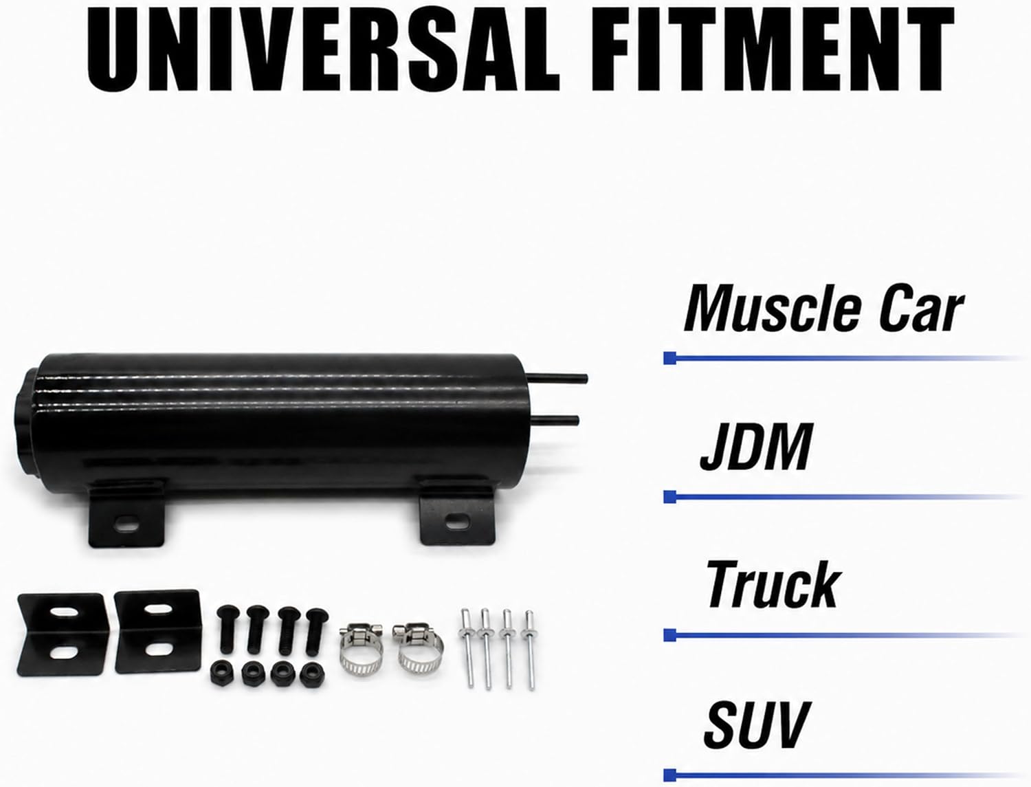 3" x 10" Black Radiator Coolant Overflow Tank Universal Polished Stainless Steel 32 OZ Radiator Coolant Over Flow Puke Tank