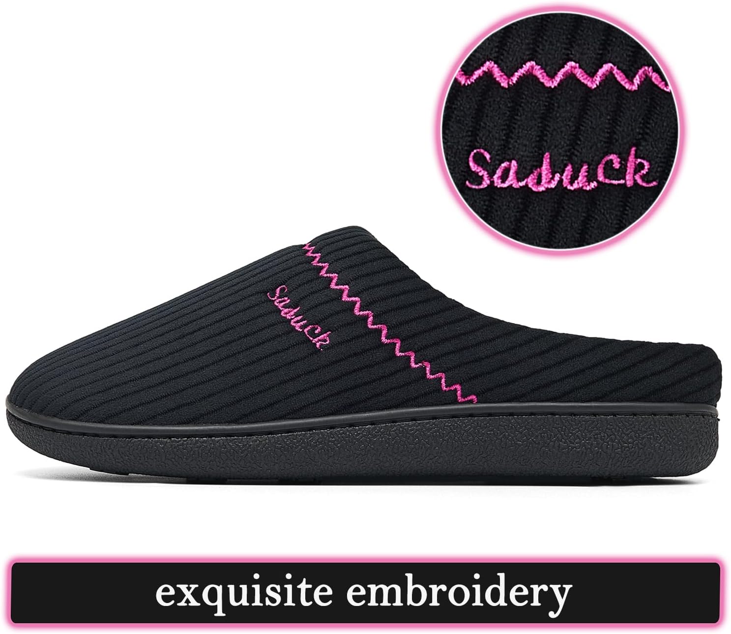 House Slippers for Women with Arch Support | Memory Foam Non-Slip, Two Tone Embroidered Soft Home Slippers, All Season Comfort - Image 5