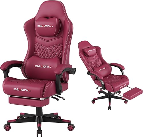 Silla de juegos, silla ergonómica para juegos de computadora, soporte de carga de 400 libras, reposapiés retráctil, soporte de cintura, respaldo