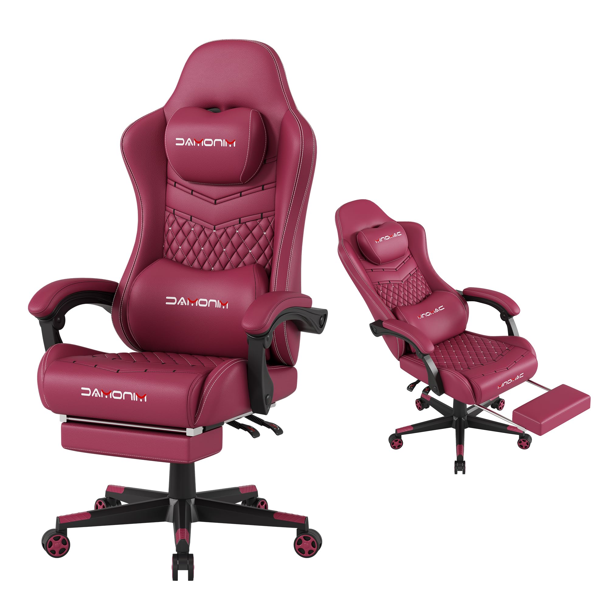 Gaming Chair, 400 lbs Adult Chair, High Back Computer Chair with Footrest and Linked Armrests, Office Video Game Chair with Lumbar Support (): Pure Red