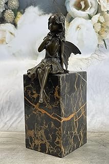 Fairy 100% Bronze Fantasy Art Nouveau Winged Wood Nymph Sculpture Statue Figure
