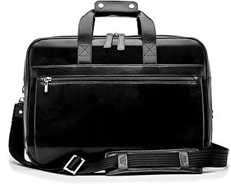 Bosca Old Leather Messenger Bag, Vintage Style Laptop Briefcase for Men, Multiple Pockets, Ideal for Office & Travel