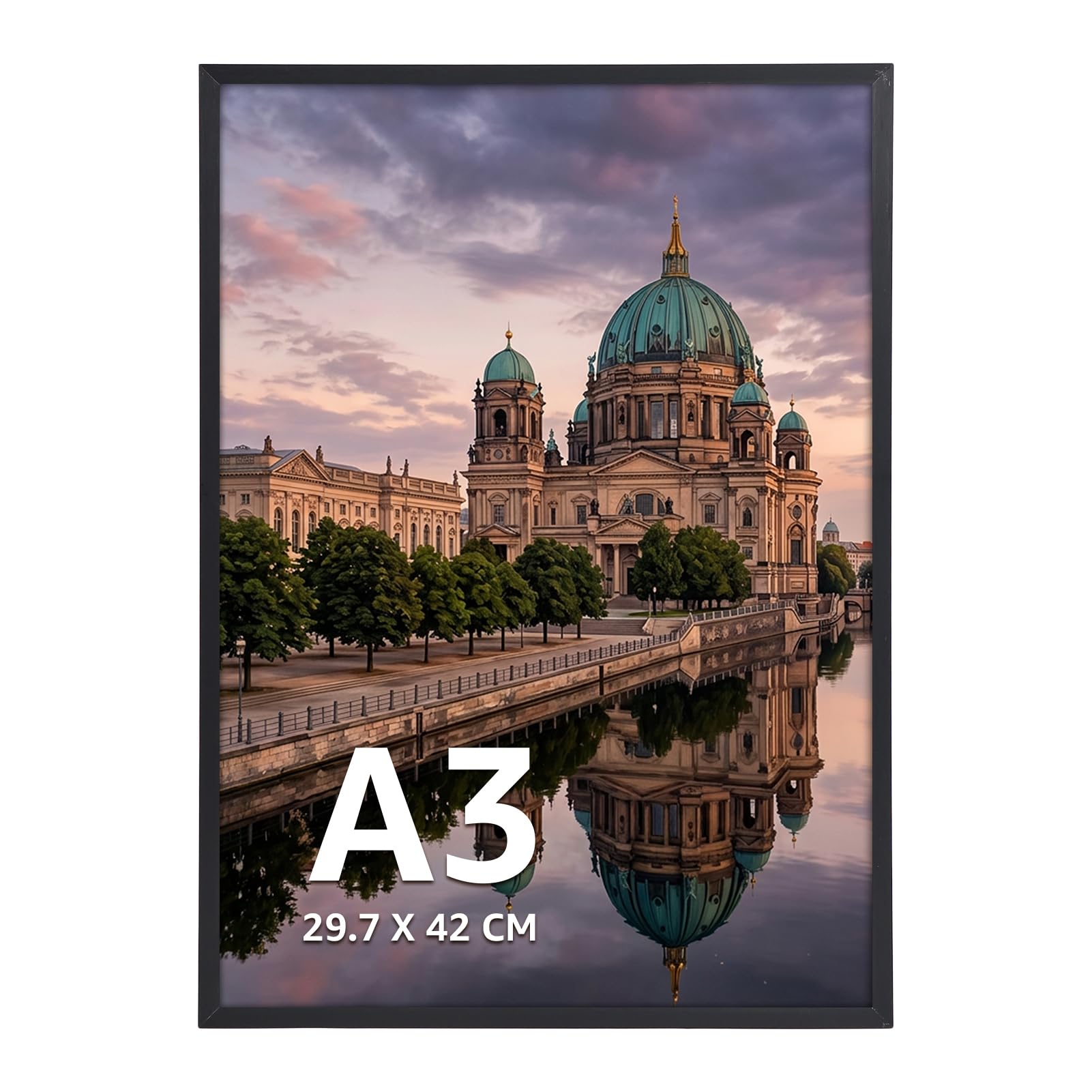 Giftgarden Black A3 Picture Frame with Anti-Mould Backing, Aluminium A3 Photo Frame for Posters, Art Prints, Certificates, Horizontal or Vertical Hanging for Home Office Decor