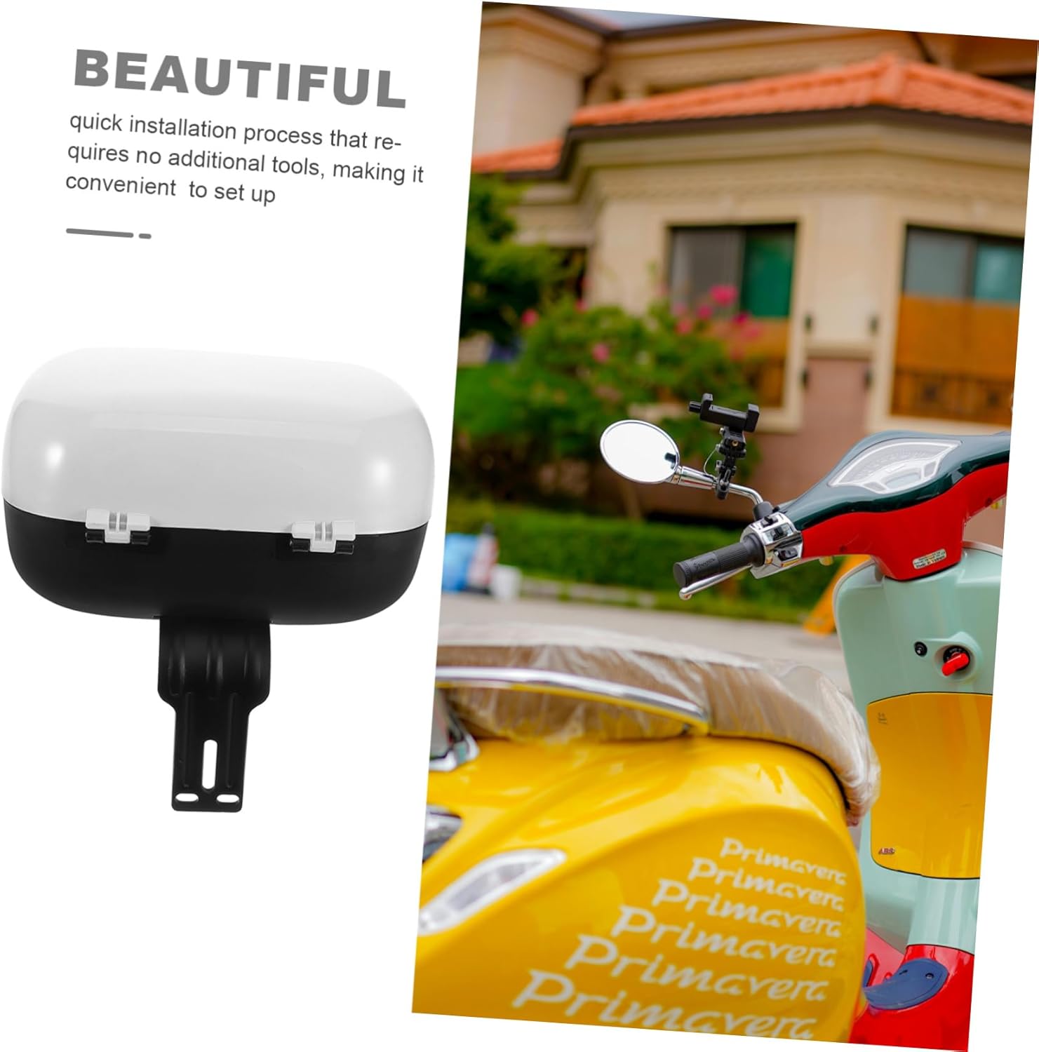 Mobestech Motorcycle Tail Box Weatherproof Storage Box Easy Install Rear Bike Rack for Electric Scooter Moped