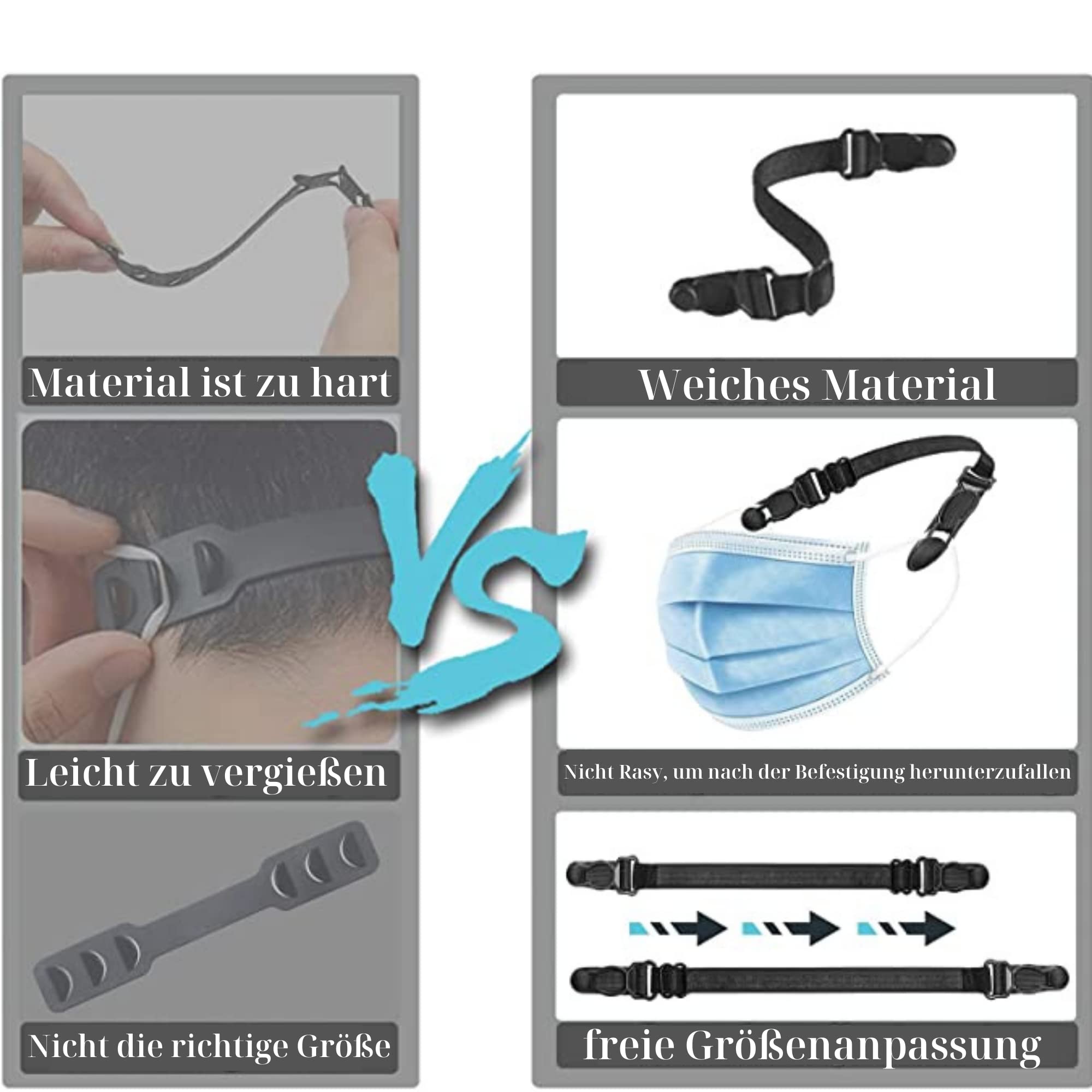 Driveloop® Maskenhalter, Maskenverlängerung, Maskenhalter hinter dem Kopf, Maskenverlängerungshaken zum Verlängern von Masken, 5er Pack Maskenhalter für Erwachsene und Kinder (ABS)