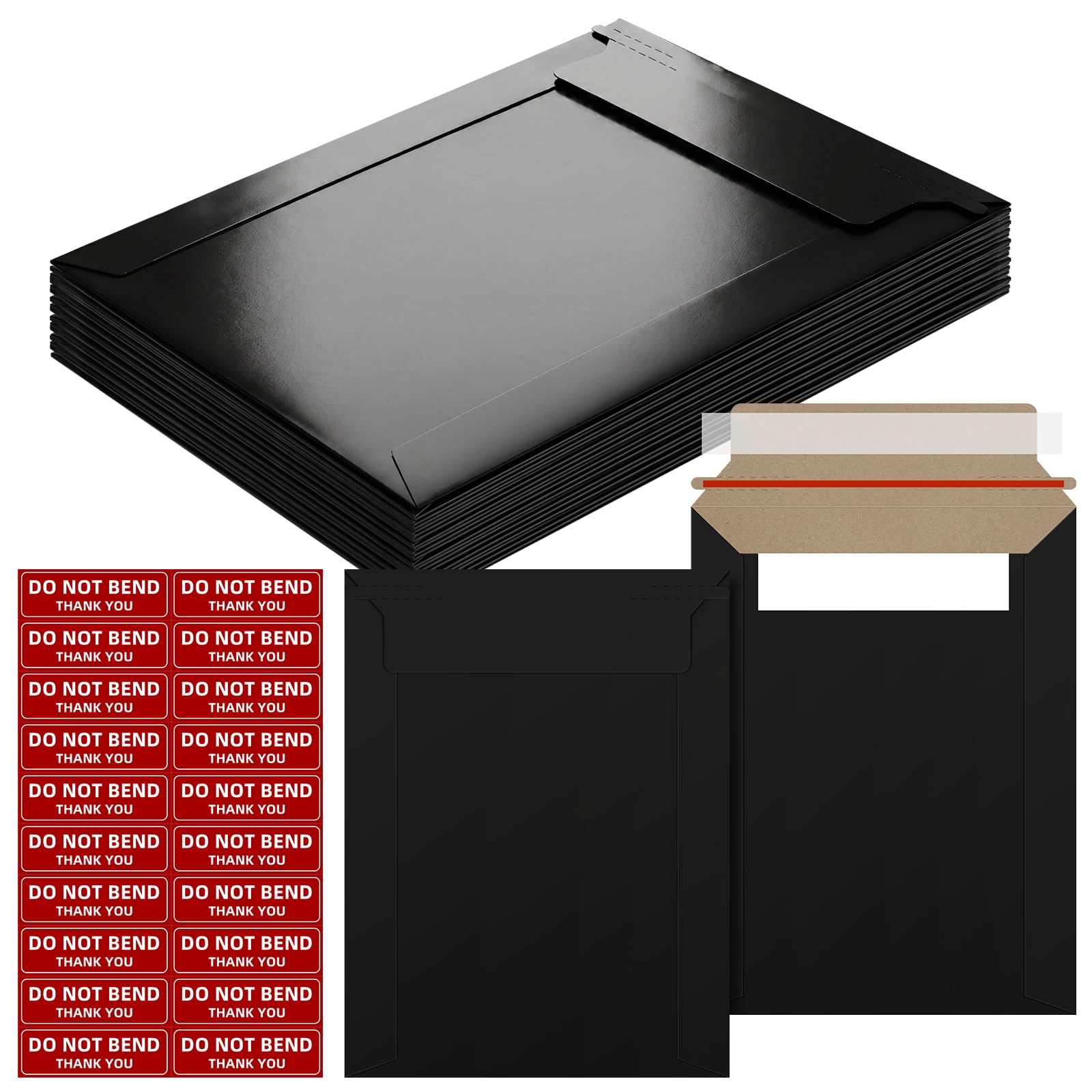 Cmkura 20 Pack 6x8 Inch Rigid Mailers,Self Seal Rigid Envelopes,Black