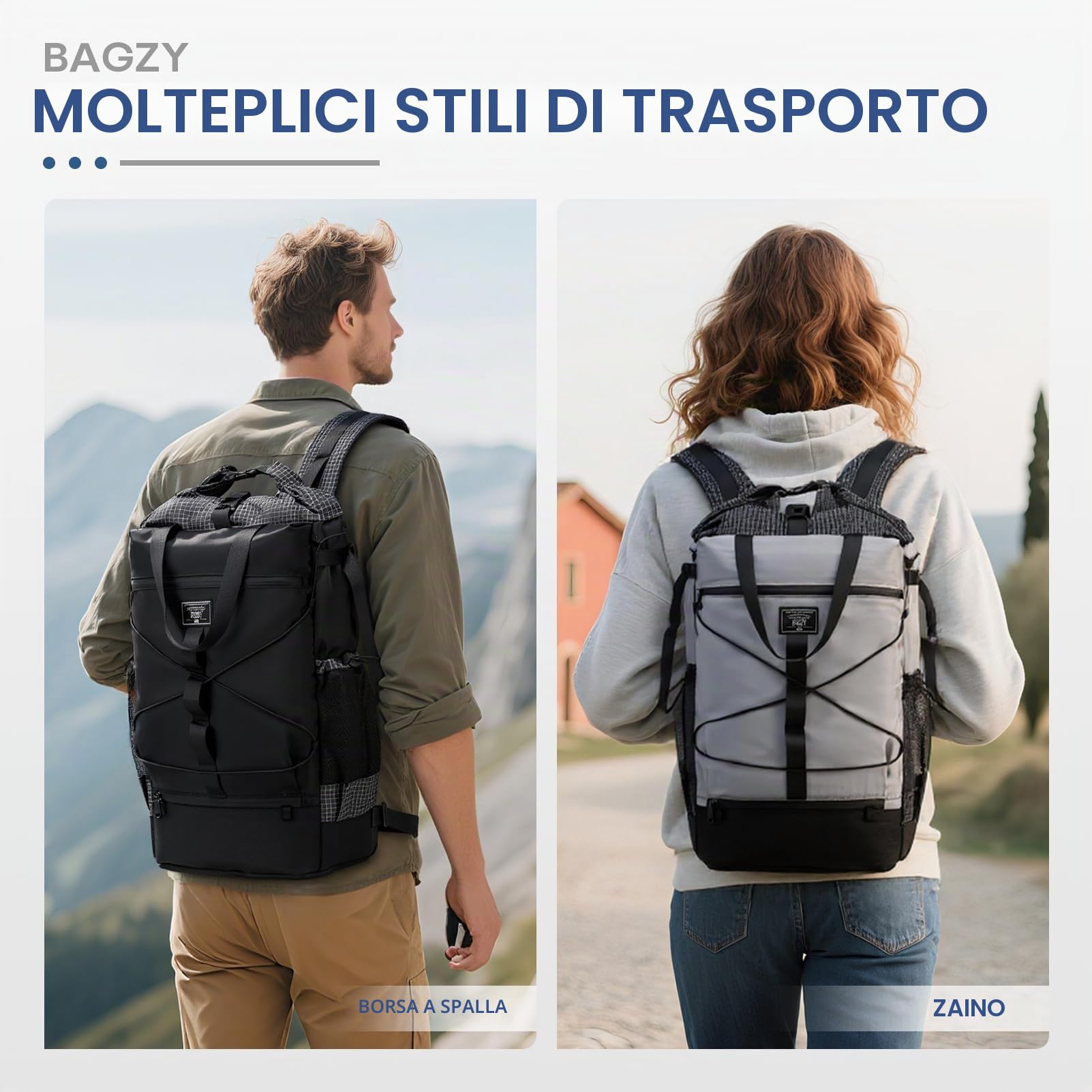 BAGZY Zaino Rolltop 17.3 Pollici Porta PC Lavoro Zaino per British Airways 40x30x15 Impermeabile Zaini da Viaggio con Compartimento per Laptop Zaini per Viaggio Scuola Campeggio Escursionismo Kaki