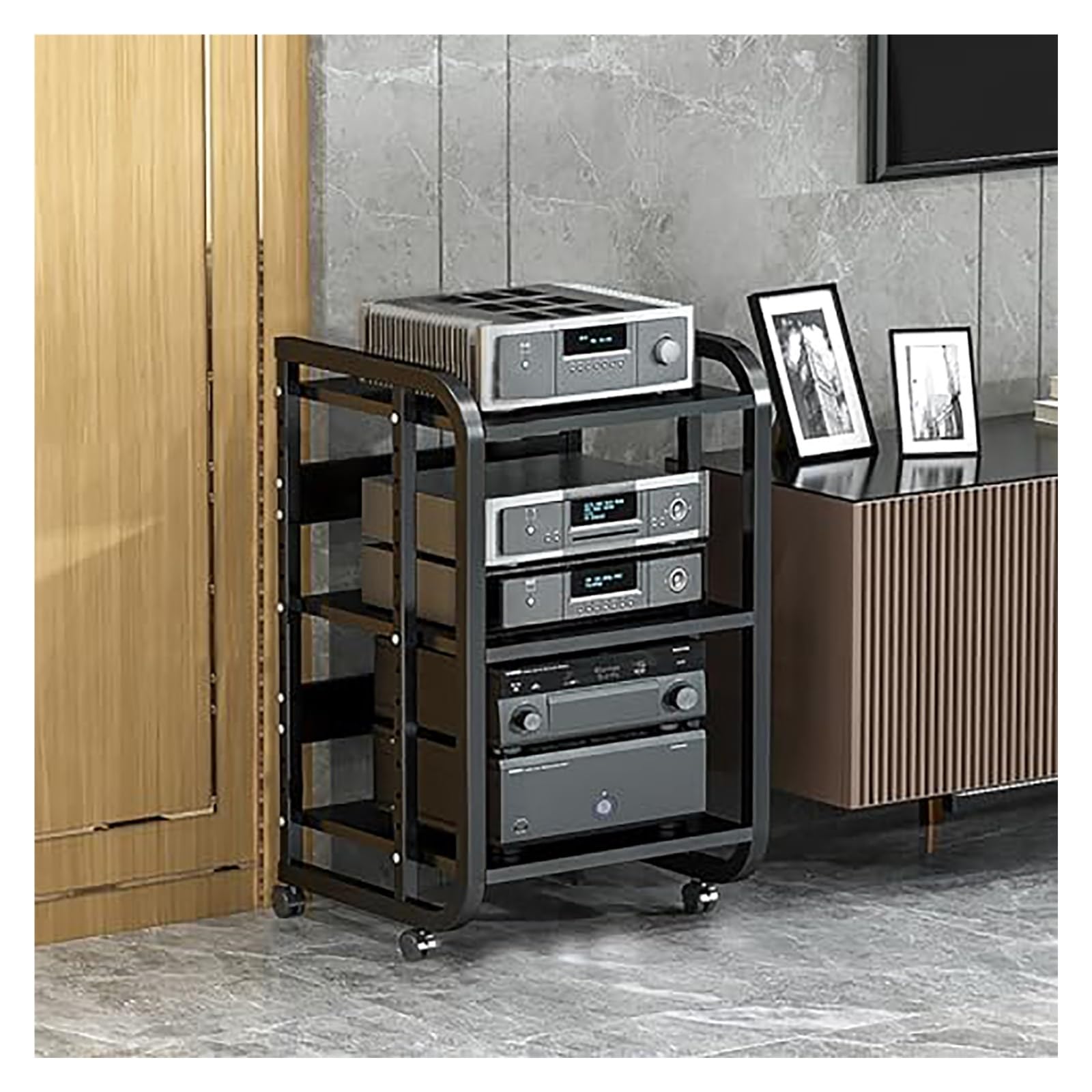 Meuble de bureau pour enceintes HiFi qui évite l'encombrement