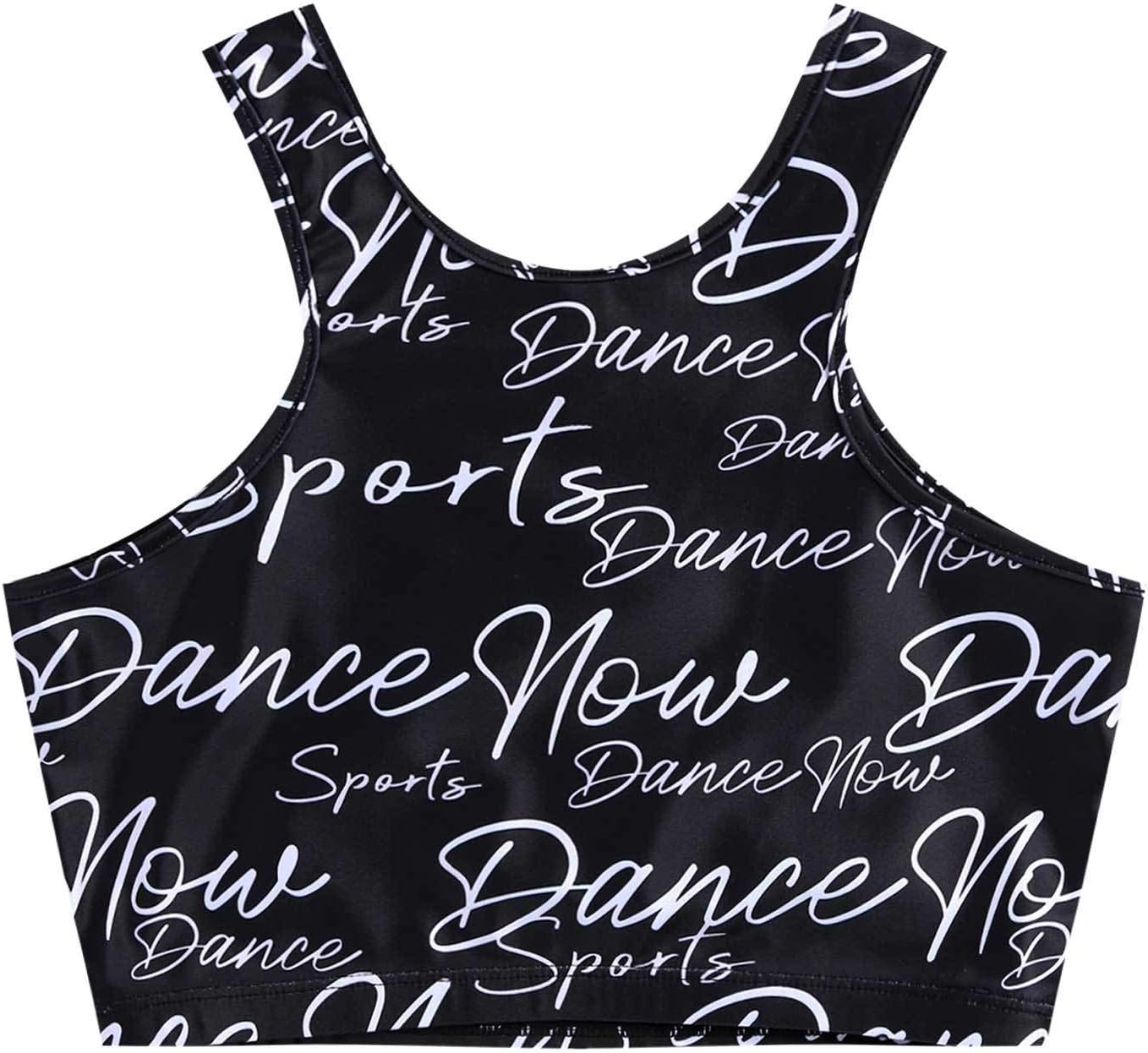 Kaerm Kids Girls Printed Racerback Sports Training Bra Top Sleeveless Workout Crop Top Vest Sportwear