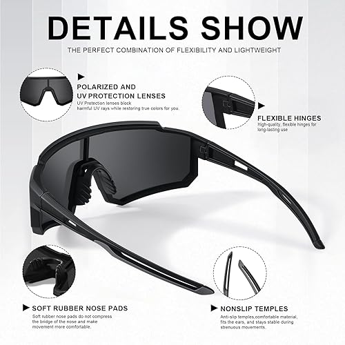 Miniatura 5 de Gafas de sol deportivas polarizadas para hombres y mujeres, lentes de sol de pesca, ciclismo, bicicleta de montaña, béisbol, con protección UV