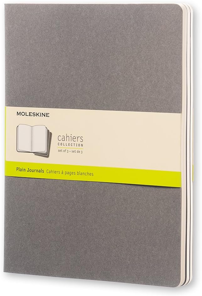Soft Grey Plain Cahier Extra Large Journal (3 Set)